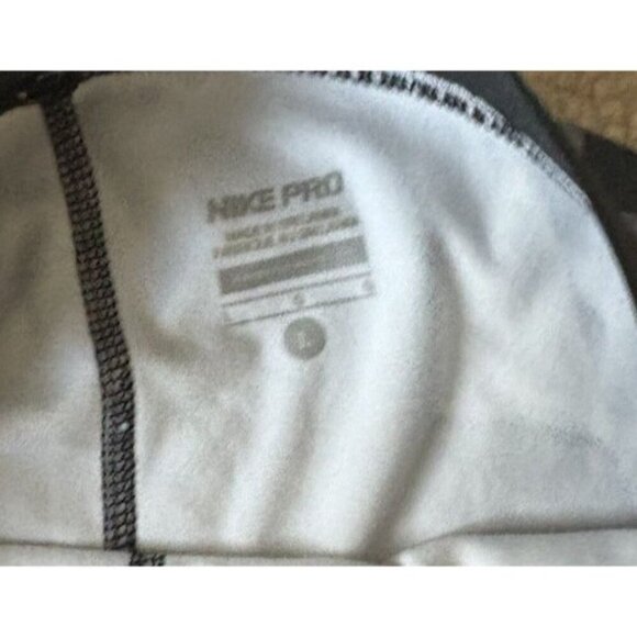 Nike Pro Womens Black Grey Leggings Compression Dri Fit Geometric Size Large - Picture 3 of 4